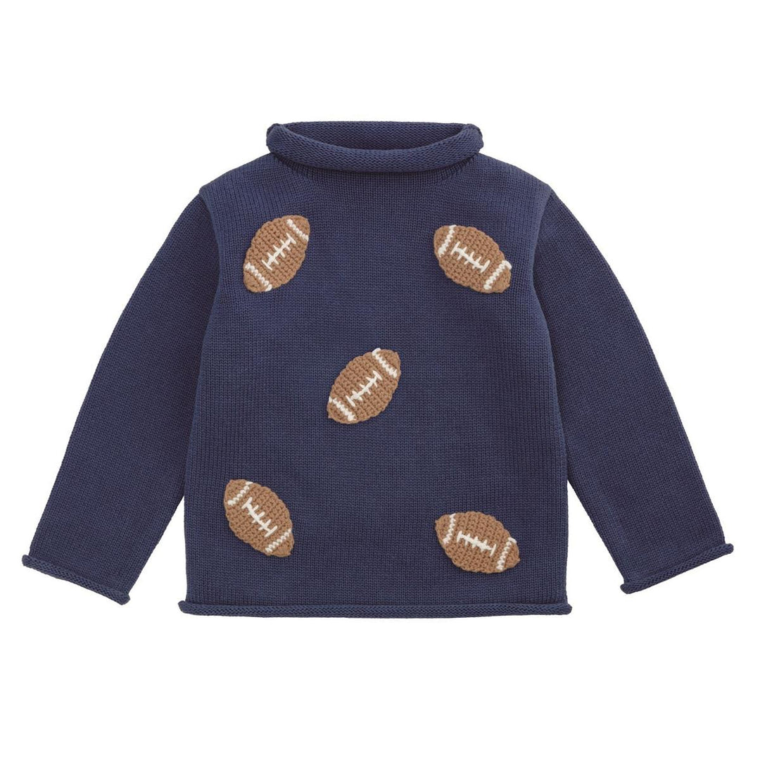 Mini Football Rollneck Sweater-Navy