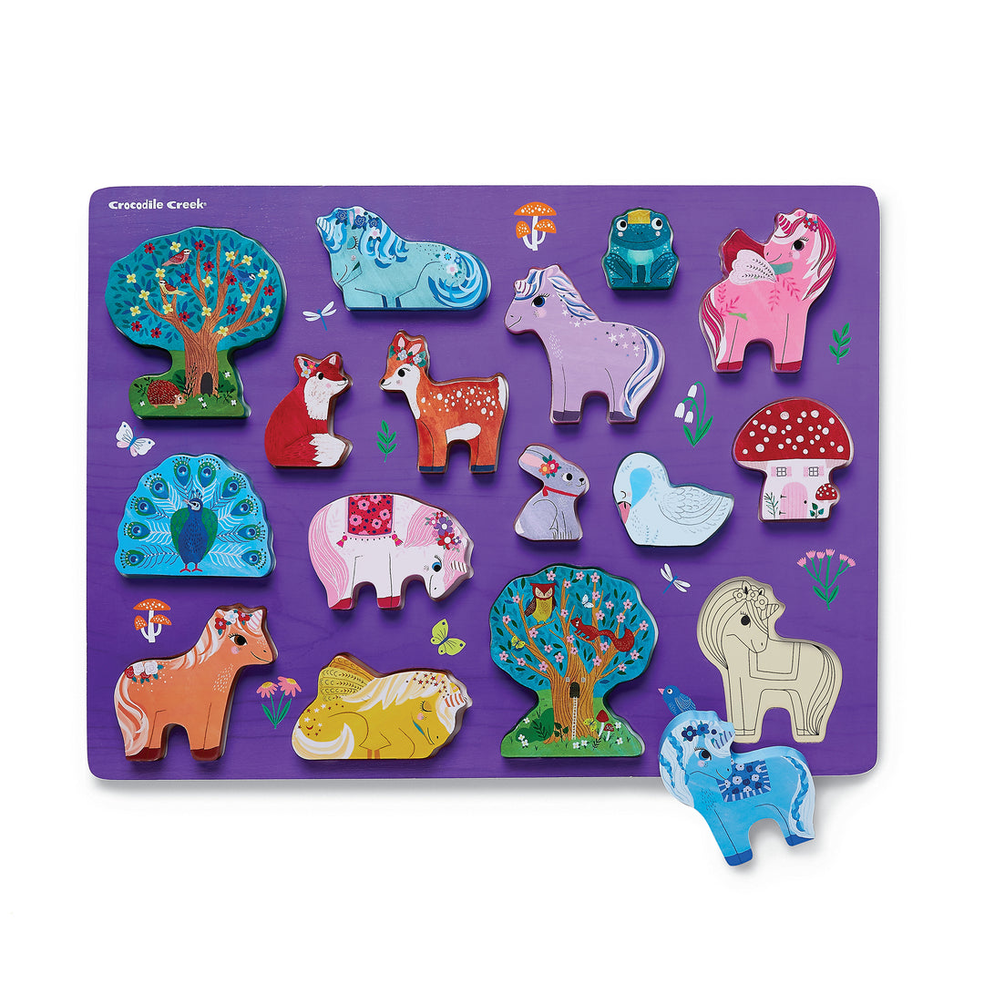 Let's Play 16 pc Wood Puzzle/Unicorn Garden