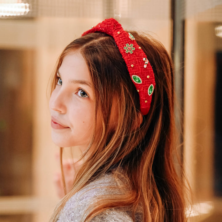 Christmas Embellished Tweed Knot Headband