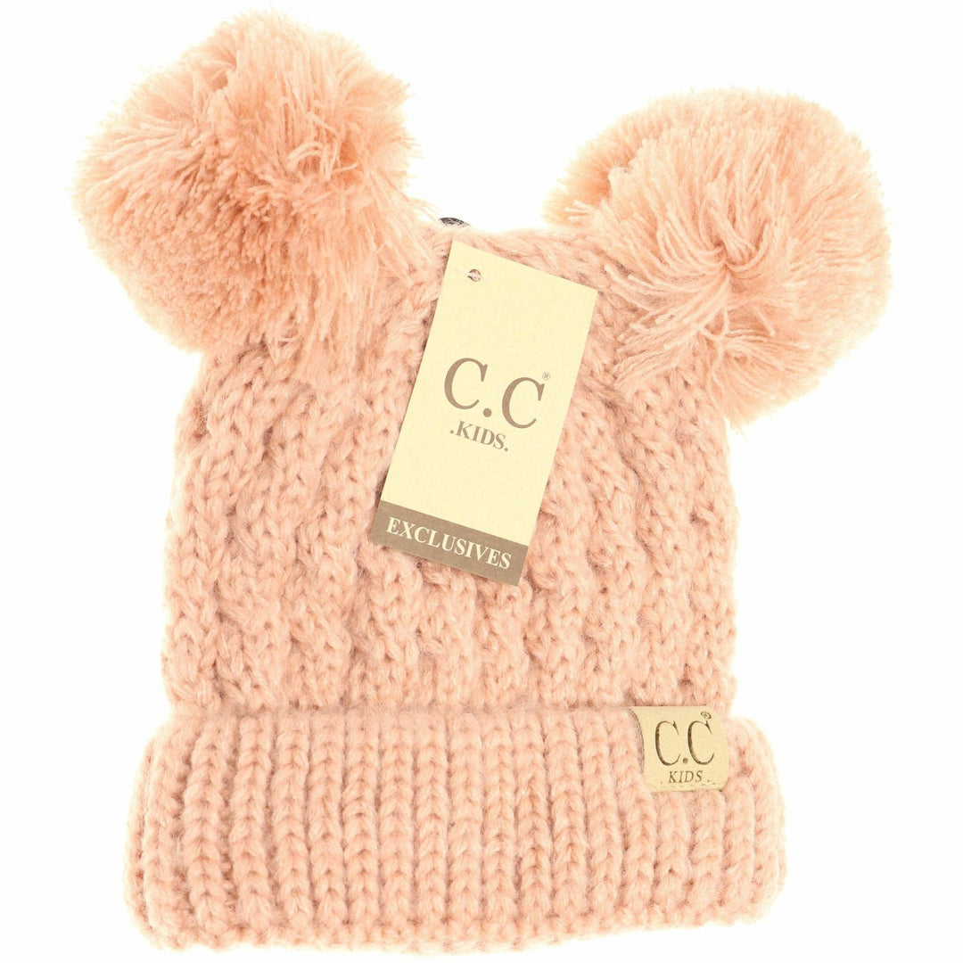 Kids Solid Double Pom CC Beanies: Indie Pink