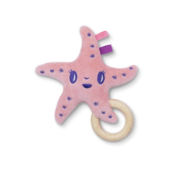 Pink Sea Star Teething Rattle: Pink