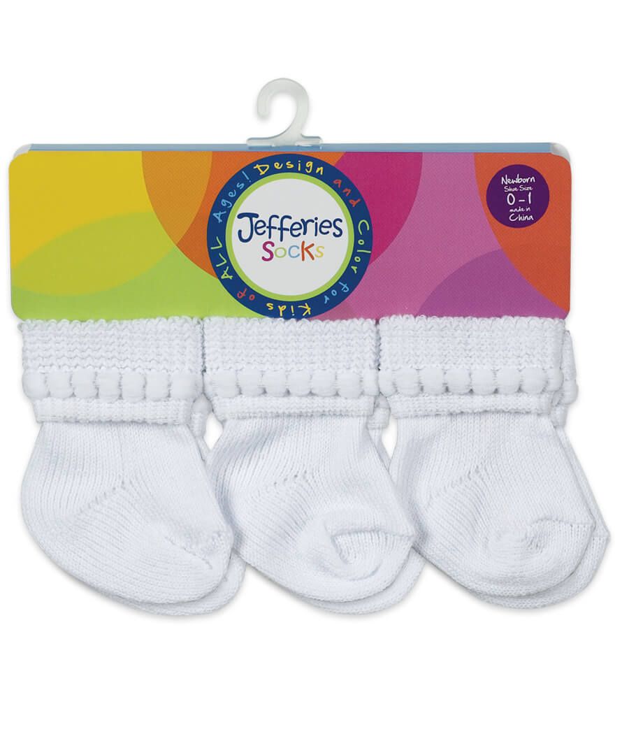 Rock-A-Bye Turn Cuff Socks 6 Pair Pack-White