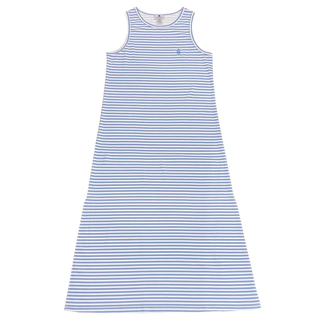 Women's Maxi Dress-Hydrangea Blue Stripe Nantucket Kids Women's Maxi Dress-Hydrangea Blue Stripe Nantucket Kids
