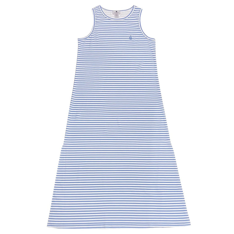 Women's Maxi Dress-Hydrangea Blue Stripe