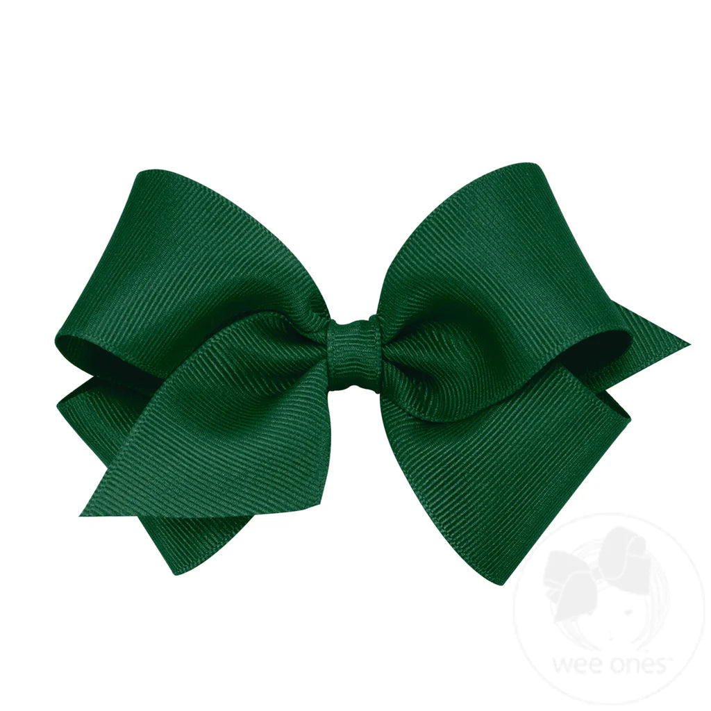 Small Classic Grosgrain Hair Bow-Forest Green
