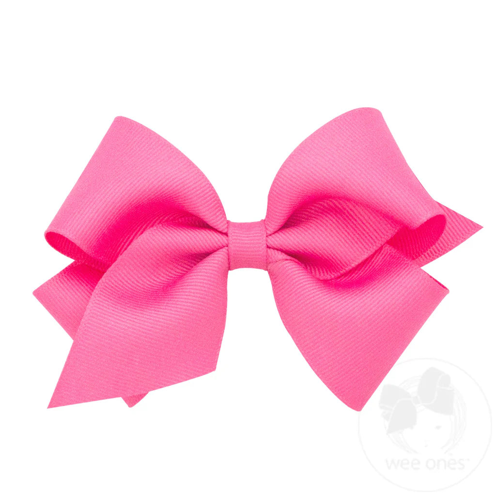 Small Classic Grosgrain Hair Bow-Hot Pink