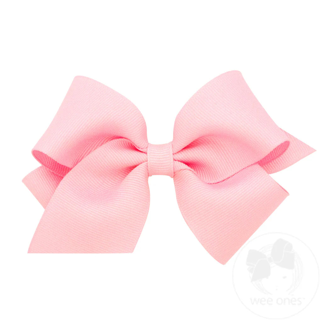 Small Classic Grosgrain Hair Bow-Lt Pink
