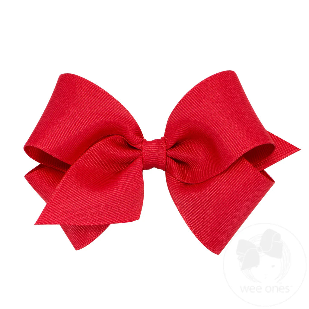 Small Classic Grosgrain Hair Bow-Red