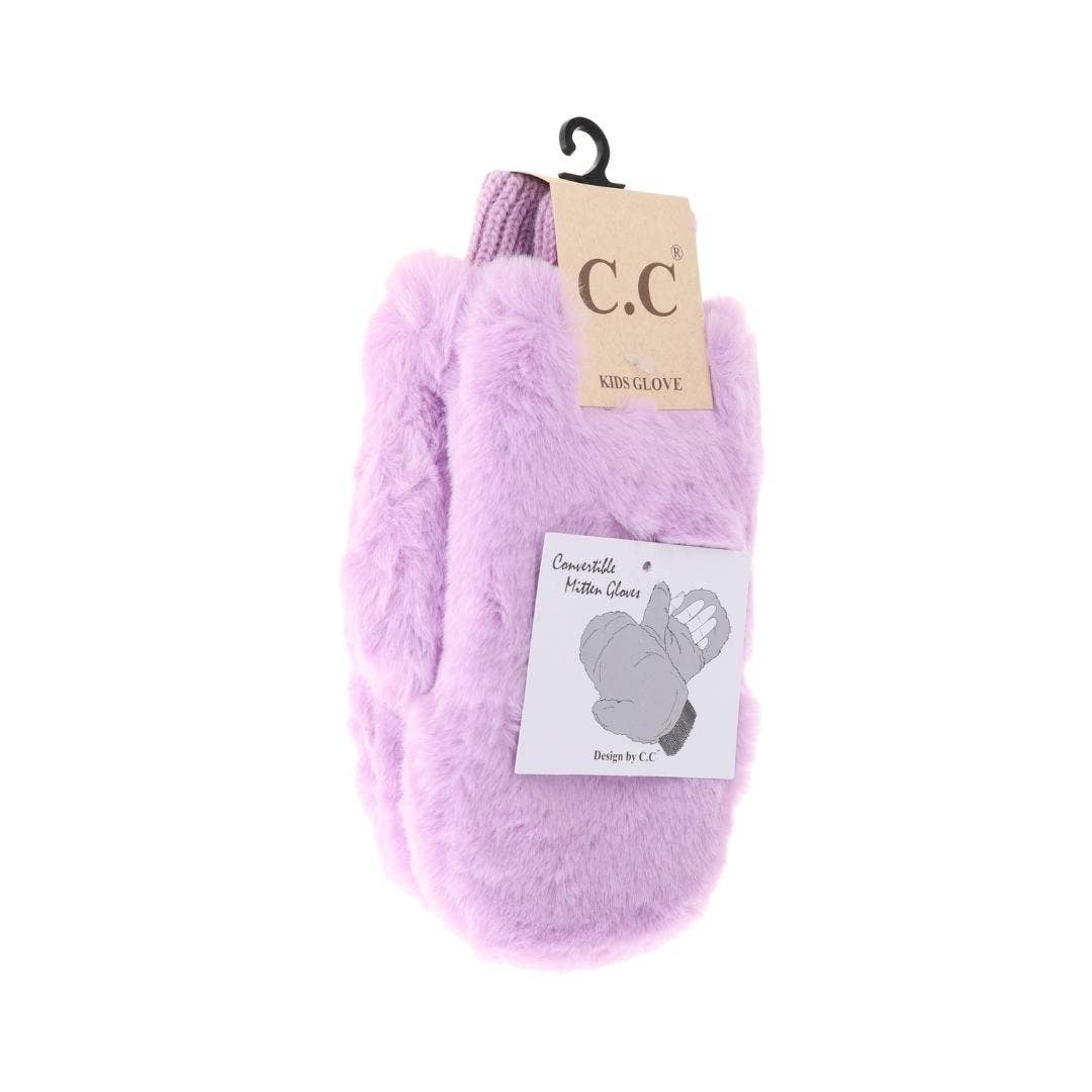 KIDS Faux Fur Mittens KIDSMT715: Lavender