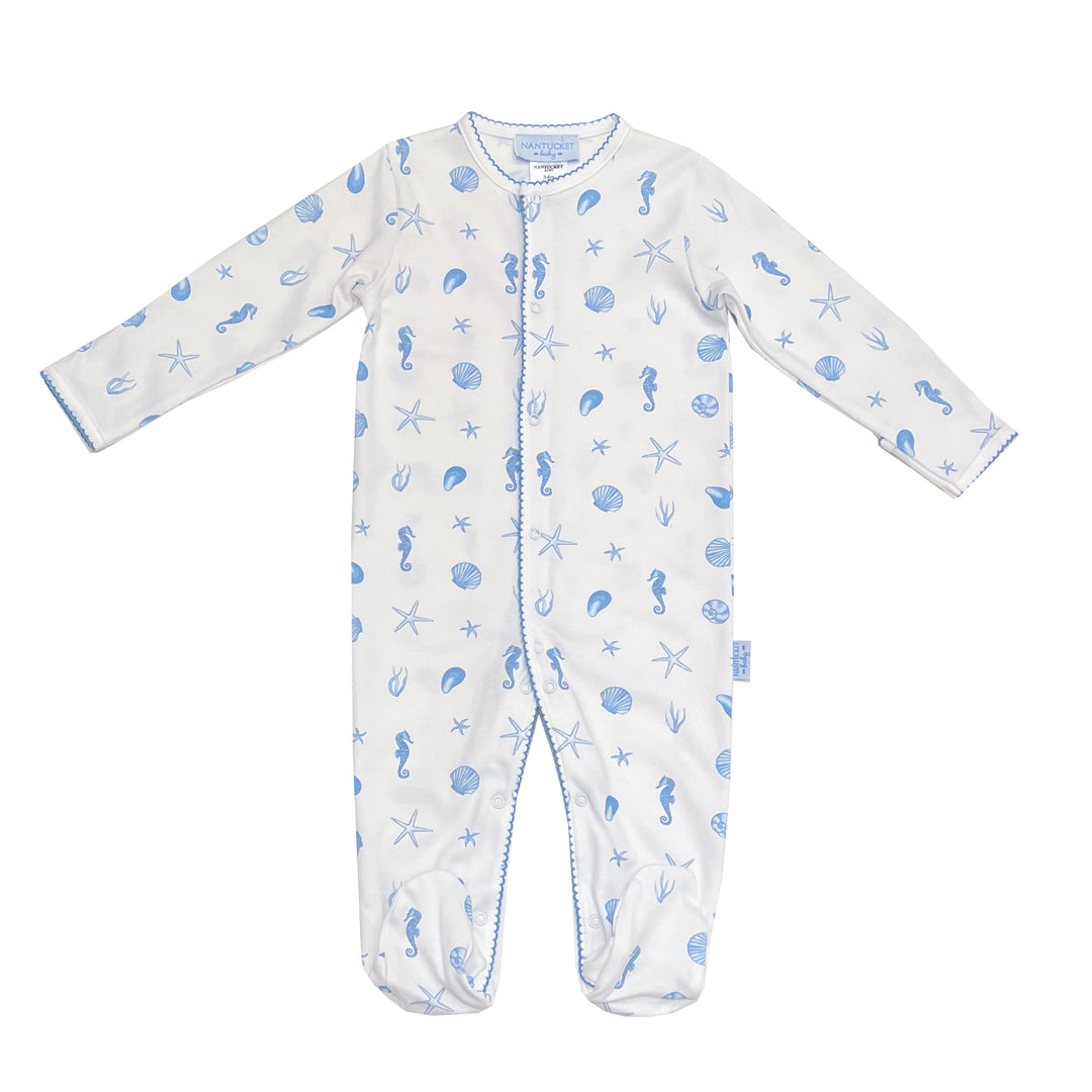 Sea Treasures Pima Footed Romper-Blue