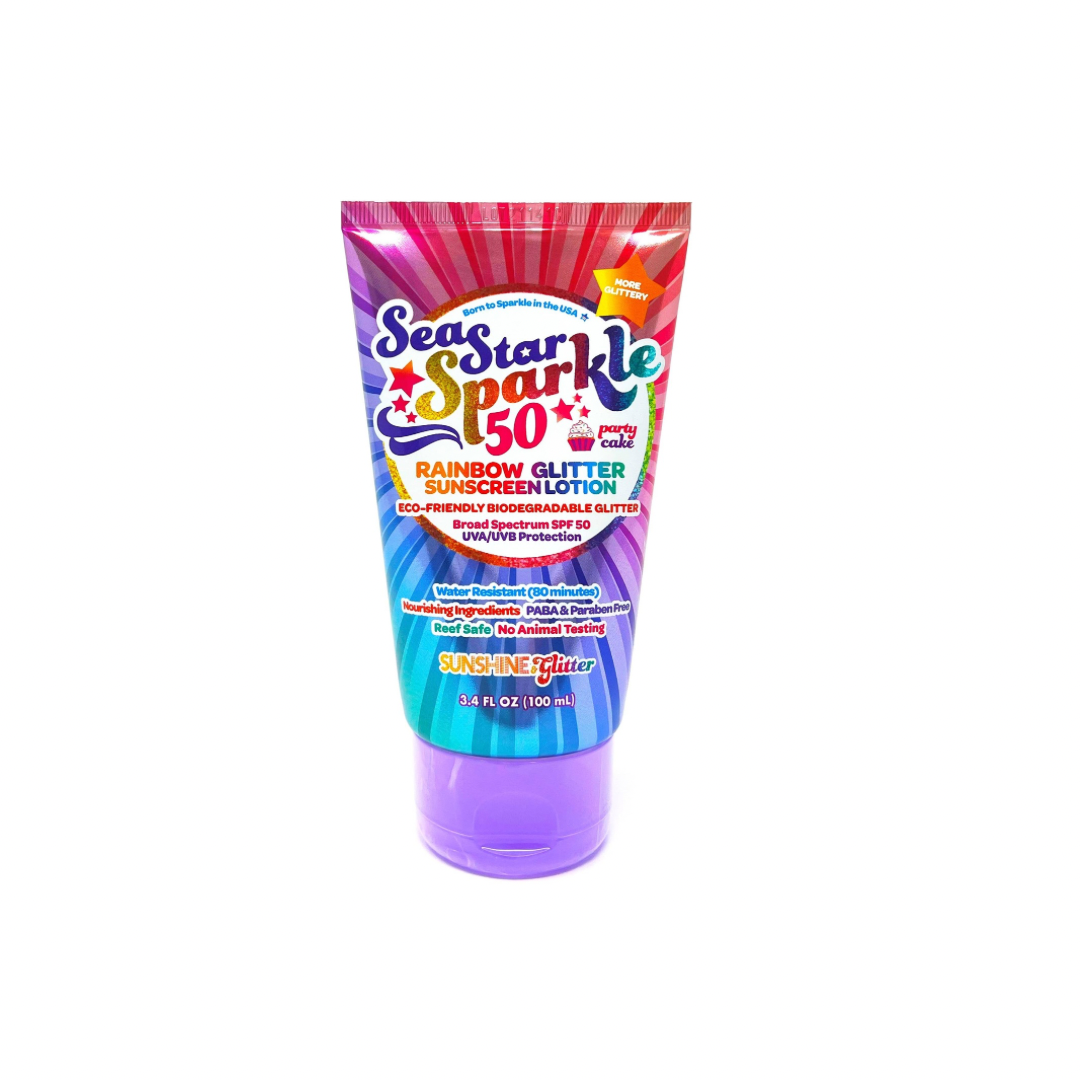 Sunshine & Glitter Sparkle Party Cake SPF50 Glitter Sunscreen