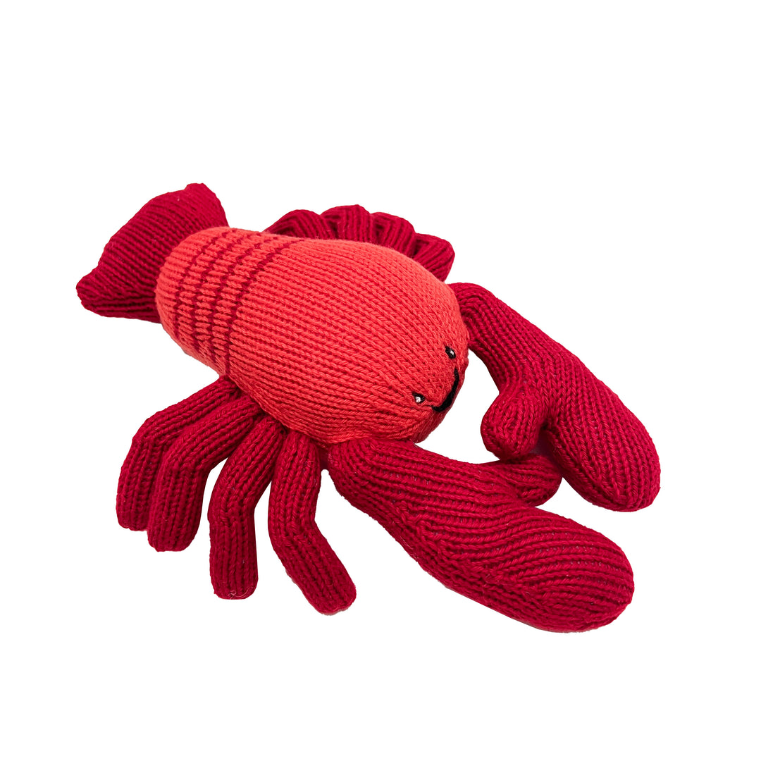 Larry the Lobster Knitted Rattle Doll