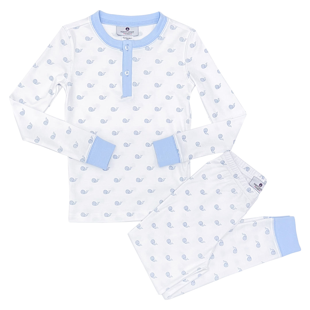 Whale Watch Pima Jammies 2-Piece Set-Chatham Bars Blue