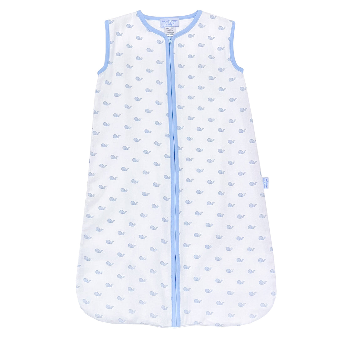 Whale Watch Muslin Pima Sleepsack-Chatham Bars Blue