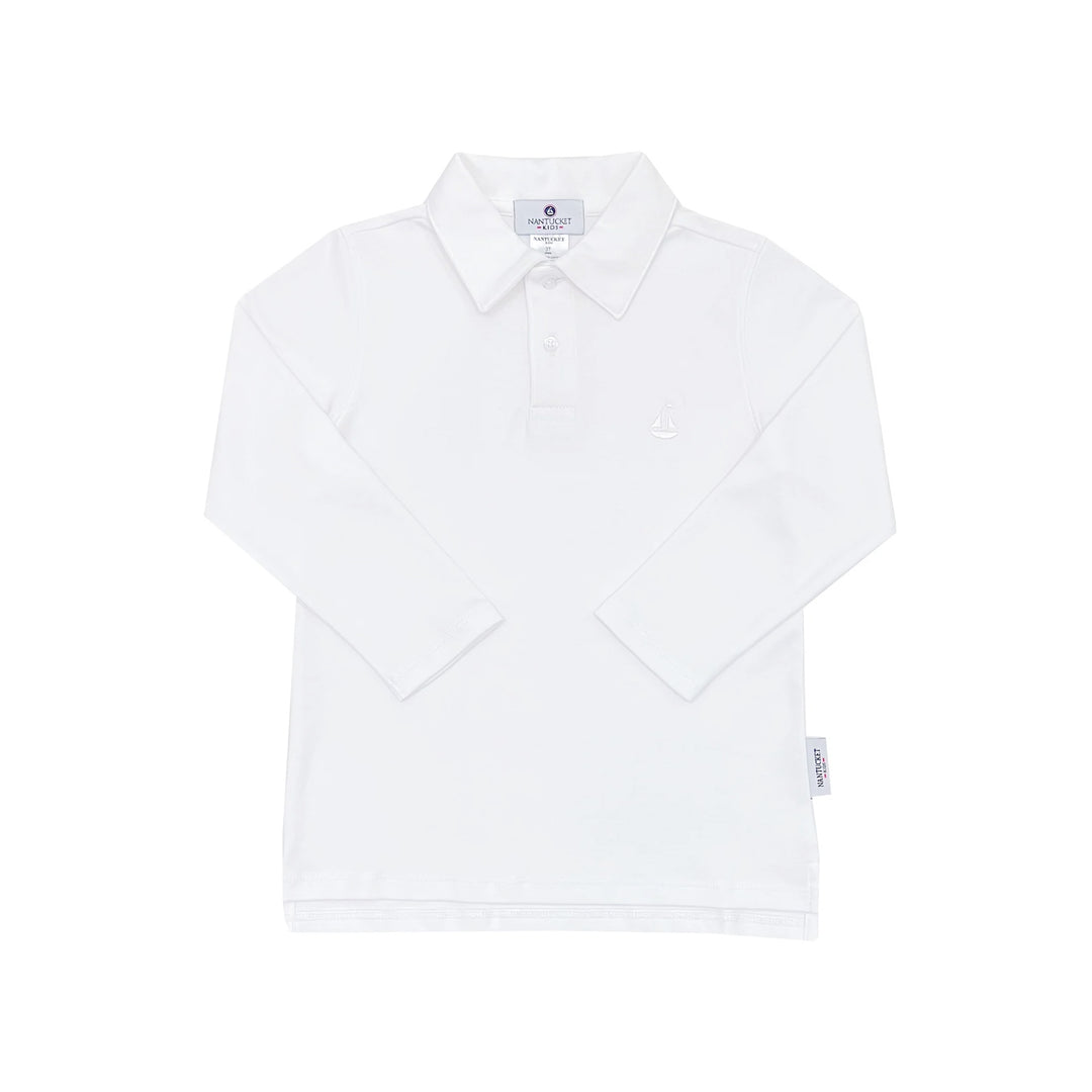 Set Sail Pima Long Sleeve Polo-Classic White