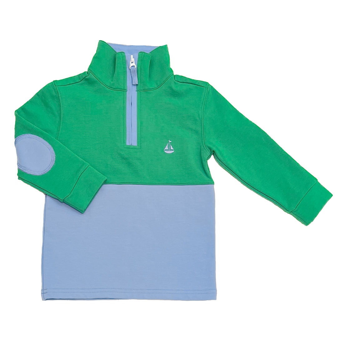 Portside Quarter Zip Pullover-Greenwich Green/Periwinkle