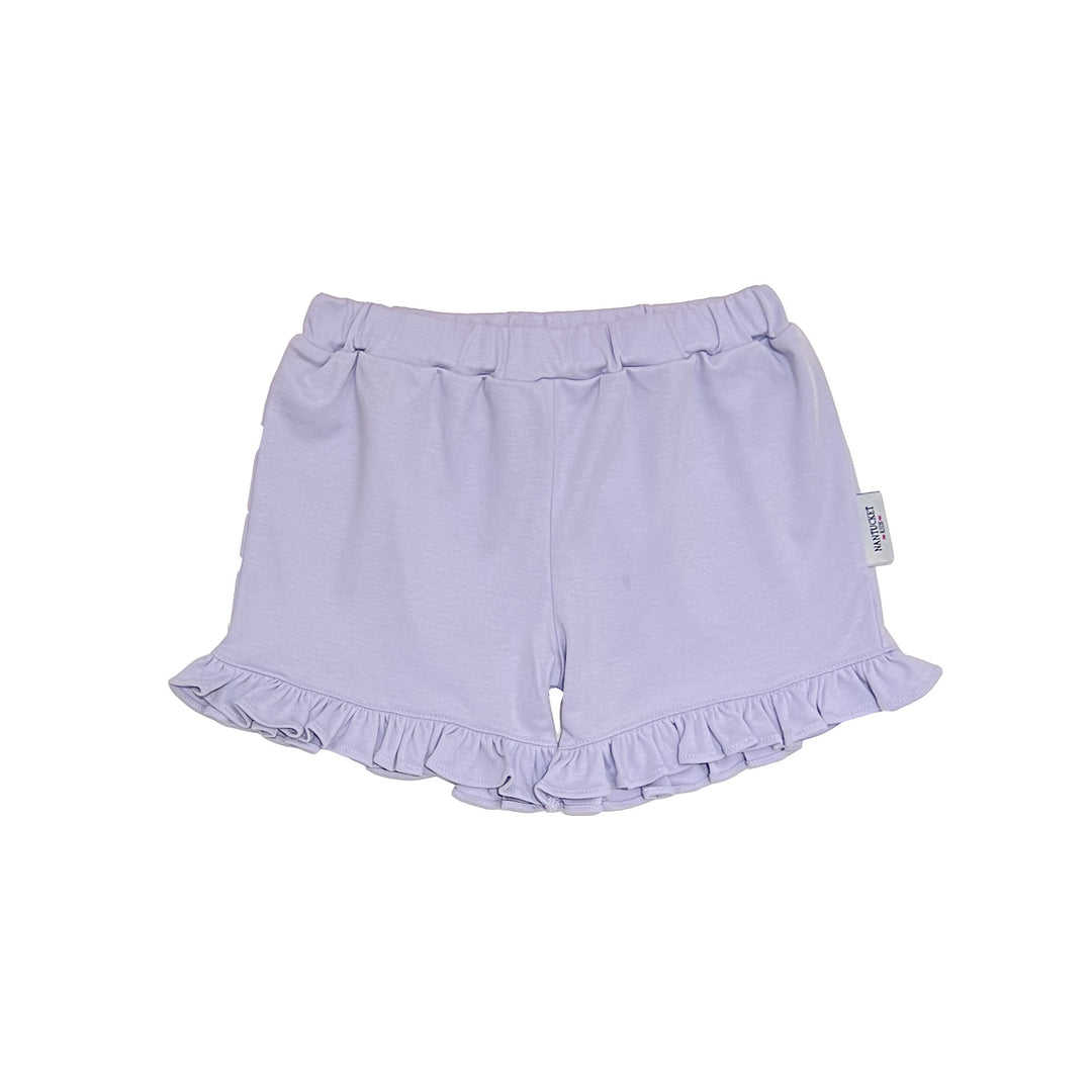 Ruffled Pima Pull-On Shorts-Lavender
