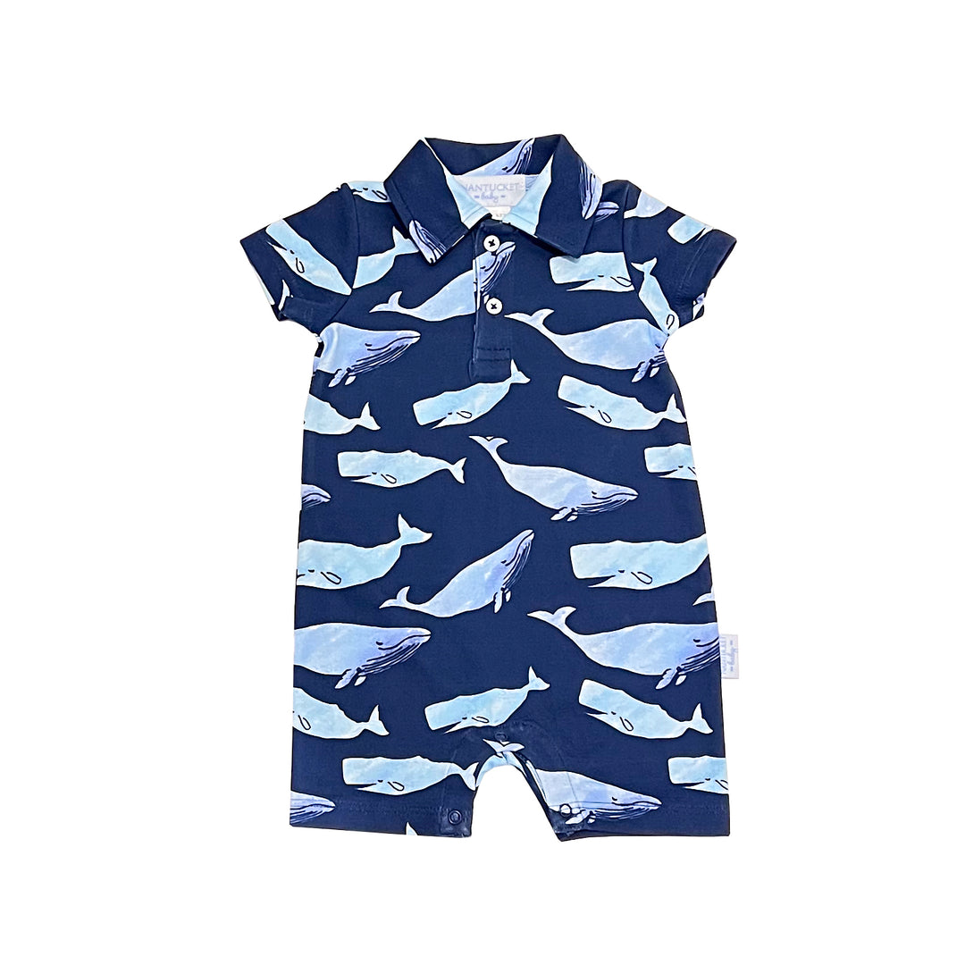 Portside Romper-Watercolor Whales
