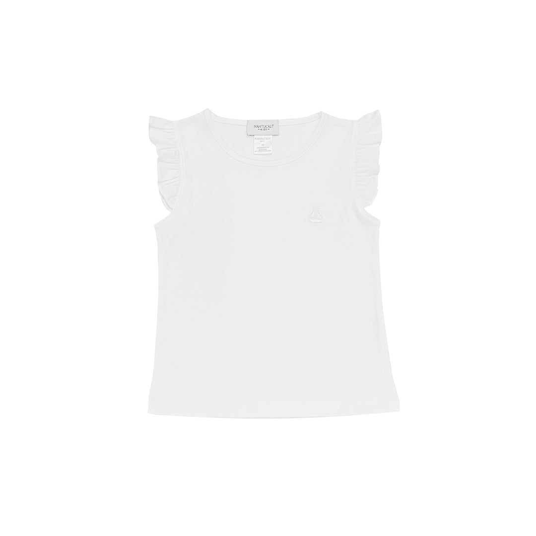 Essentials Pima Ruffle Tank-Classic White