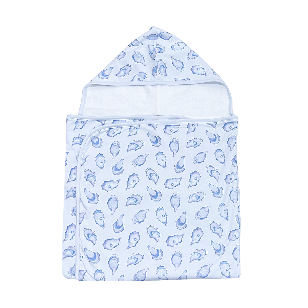 The World is Your Oyster Oversized Hooded Towel-Blue