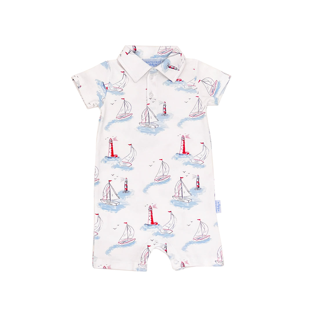 Portside Pima Polo Romper-Atlantic Cup