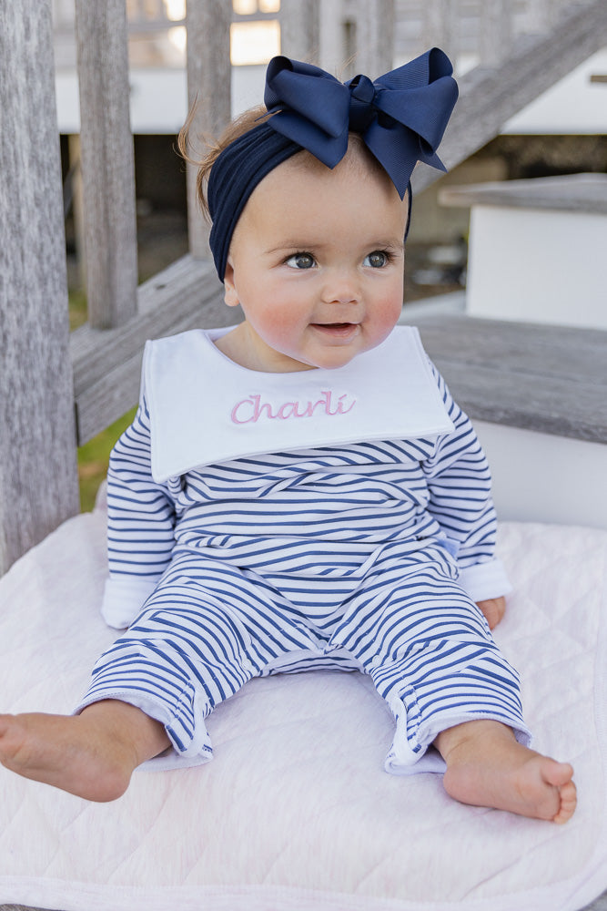 Little Sailor French Terry Playsuit-Nautical Navy