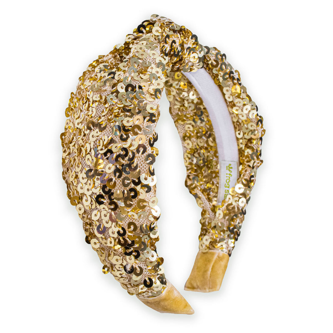 Sequin Knotted Hair Band : Gold