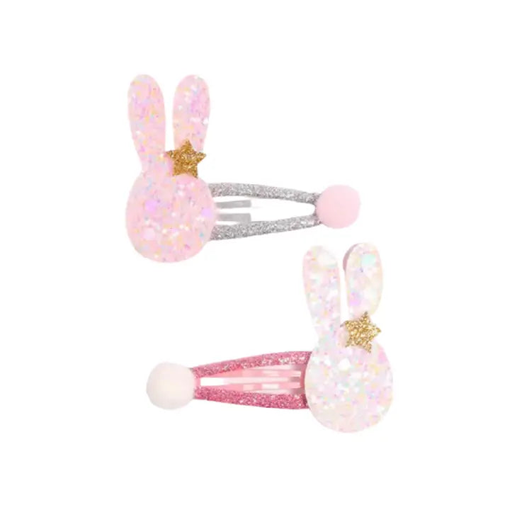Pastel Glitter Bunny Clip Set