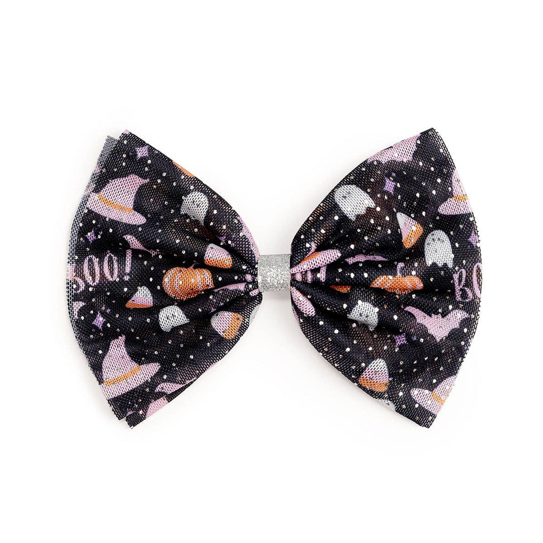 Boo Halloween Tulle Bow Clip - Kids Halloween Hair Clip