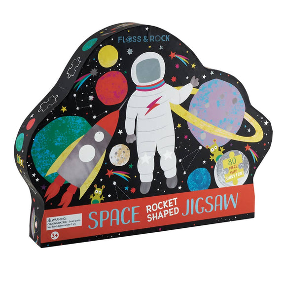 Space 80pc "Rocket" Shaped Jigsaw with Shaped Box