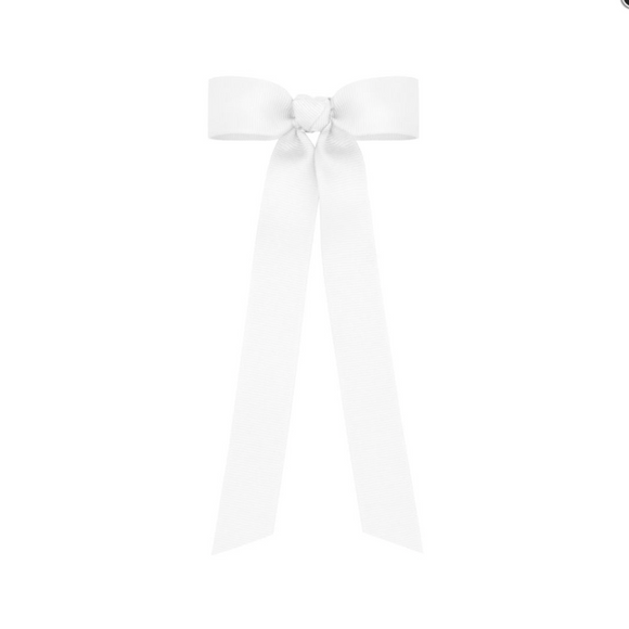 Wee Ones Mini Grosgrain Bowtie with Streamer Tails-White