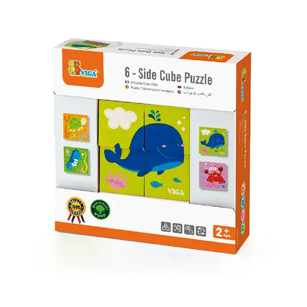 Viga 6-Side Cube Puzzle - Sea & Insect