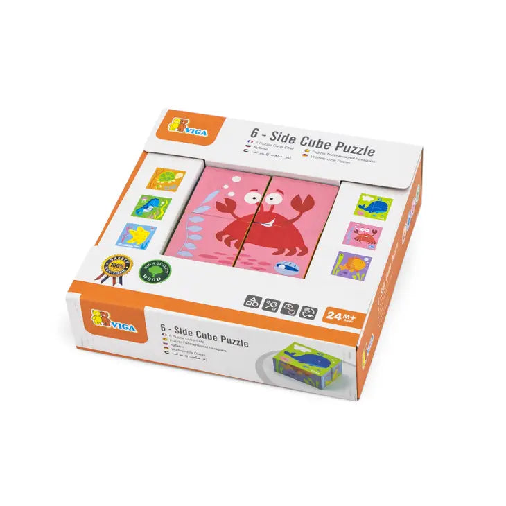 Viga 6-Side Cube Puzzle - Sea & Insect