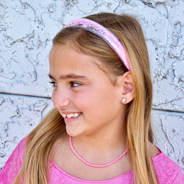 Shaker Glitter Headband with Teeth: Purple