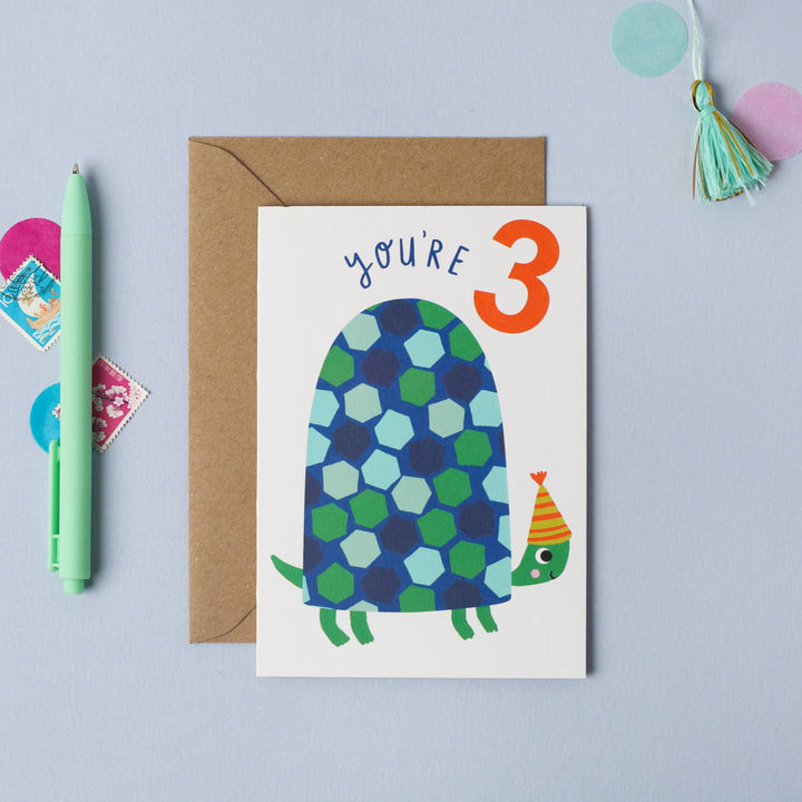 Age 3 Tortoise Birthday Card | Children’s Birthday Card
