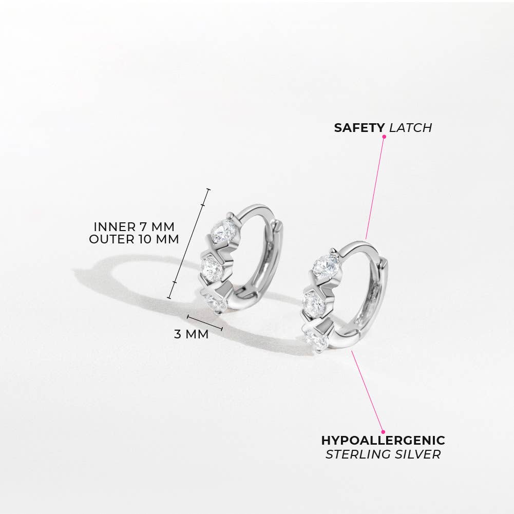 XOXO CZ 8mm Children's Girls Earrings Hoop - Sterling Silver