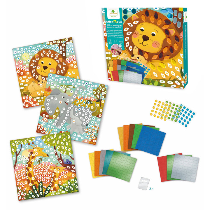Stick'N Fun - S Mosaics Savannah Animals - 5y+