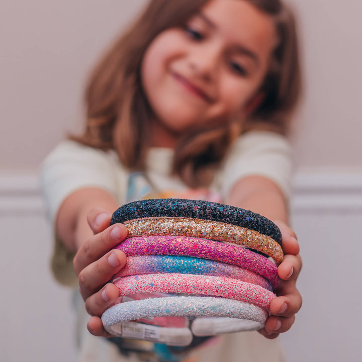 Glitter Headband - Thin Hairbands for Kids: Pink