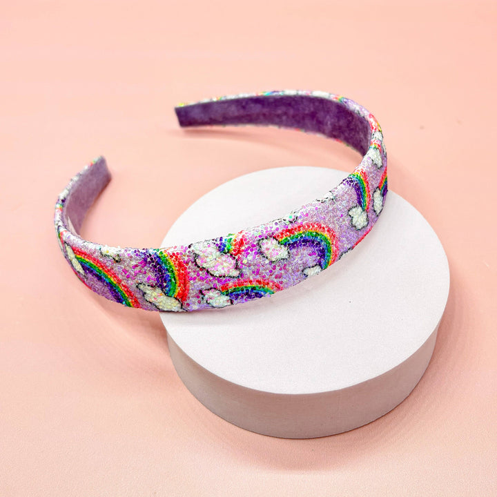 Rainbow Glitter Headband - Kids Hair Accessories: Purple
