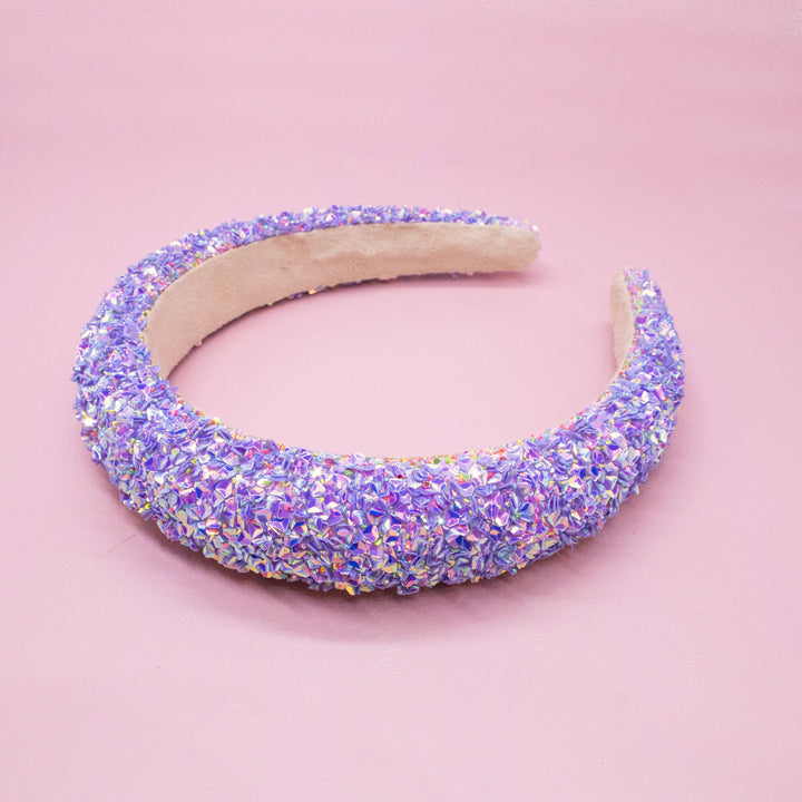 Kids Padded Headband - Chunky Sequin Hair Band: Purple