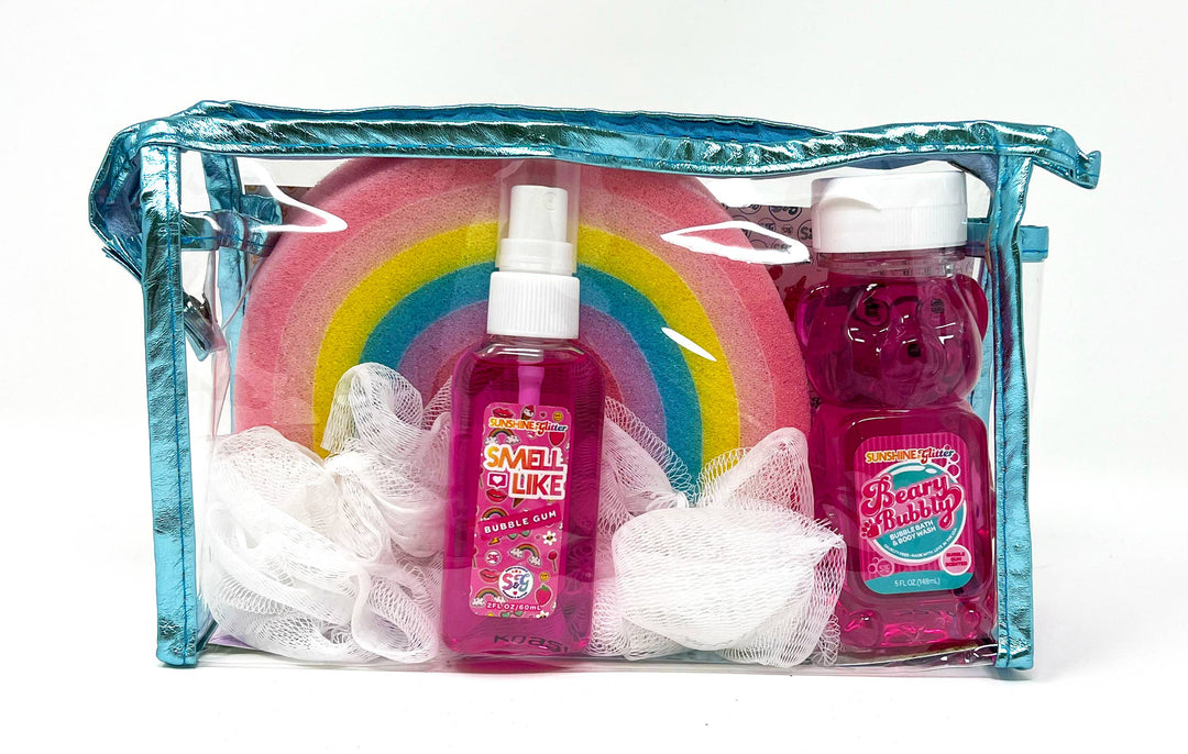 Sunshine & Glitter Beary Bubbly Gift Set: Purple Cosmetic Bag