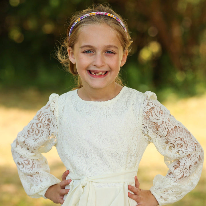 Thin Floral Headband - Non Slip Hair Accessories for Kids: Light Blue