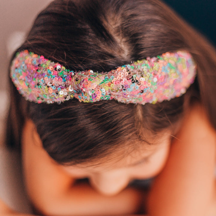 Kids Knot Headband - Sequin Knotted Hair Band Accessories: Blue