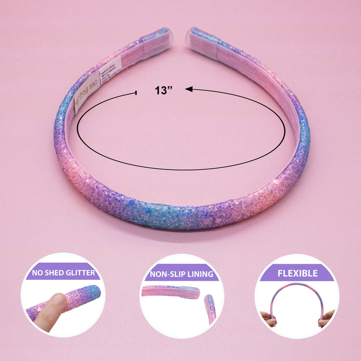 Glitter Headband - Thin Hairbands for Kids: Pink