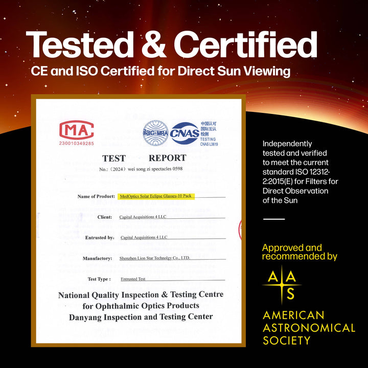 Solar Eclipse Glasses Approved- AAS, ISO & CE