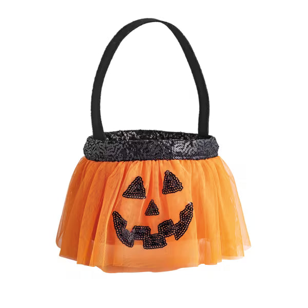 Orange Sequin Tutu Treat Bucket-Jack O Lantern