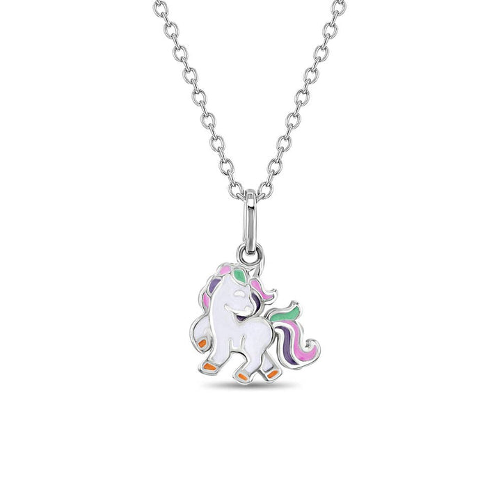 Fancy Galloping Unicorn Girls Jewelry Set - Sterling Silver