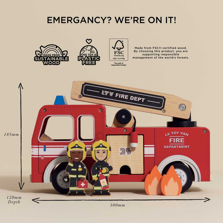 Wooden Toy Fire Engine & Characters