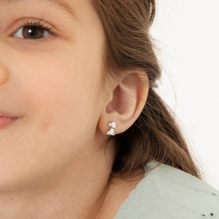 Puppy Dog Kids Children's Girls Earrings - Sterling Silver