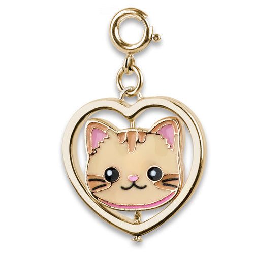 Gold Cat &amp; Dog Spinner Charm